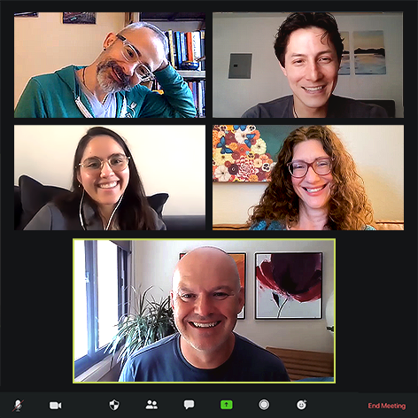 A zoom screenshot of Empathi's EFT counselors smiling during team training.
